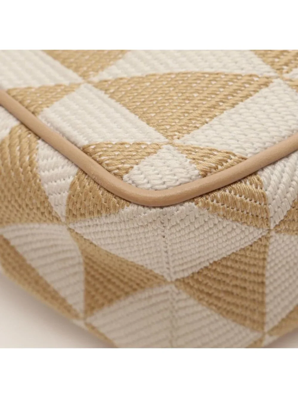 Prada Shoulder Bag Triangle 2-Way Beige White Canvas Leather Logo - Picture 5 of 8